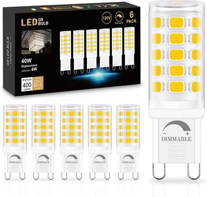 G9 LED Bulb Dimmable 4000K Natural Daylight 6 Pack, T4 G9 4W Replacement for 40 - Picture 1 of 12