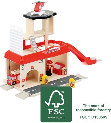 Feuerwehrwache mit Zubehör Holz Feuerwehr ca. 52 x 22 x 28 cm small foot world