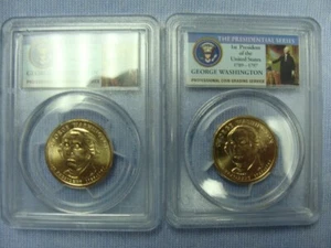 Monedas de dólar presidenciales 2007 P&D George Washington graduación profesional MS65 emisión de primer día - Imagen 1 de 2