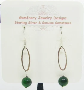 Sterling Silver Wire-Wrap Brazil EMERALD Gemstone Earrings #1887...Handmade USA - Picture 1 of 6