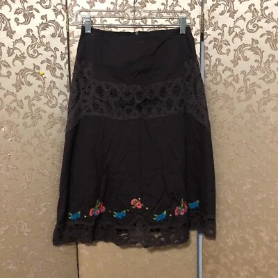 Falda Línea A Bordada Floral Multicolor Marrón Hazel Talla Pequeña S Foto 1 de 4