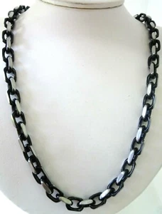 Collar de cadena de eslabón pesado de acero inoxidable liso tono cepillado para hombre 24" de largo - Imagen 1 de 4