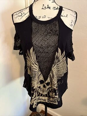 Top Trunk LTD Zac Marrón Banda Enveje Envejecido Malla Transparente Talla Pequeña Negro  Foto 1 de 4