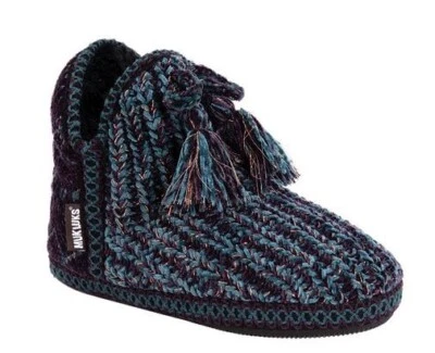 Muk Luks Mollie Dark Purple Knit Slippers Womens XL 11-12 Ankle Bootie Cozy Shoe - Image 1 of 4