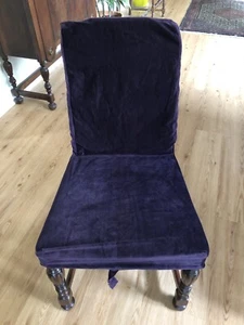 Purple Soft Velvet Dining Chair Slipcover - Picture 1 of 3