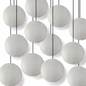BULK PACK (12) 20" Beige Shimmering Nylon Lantern, Even Ribbing, Durable, Han... - Picture 1 of 3