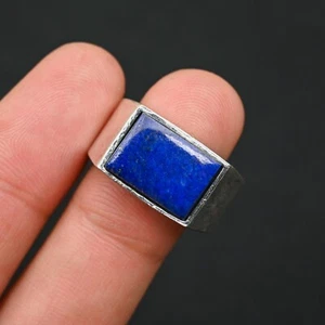 Lapis Lazuli Men's Ring 925 Sterling Silver Handmade-Statement Ring Al Size-BJ53 - Picture 1 of 4