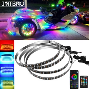 For Polaris Slingshot 4PCS 15.5'' LED RGB Wheel Ring Rim Lights w/ Turn Signal - Picture 1 of 17