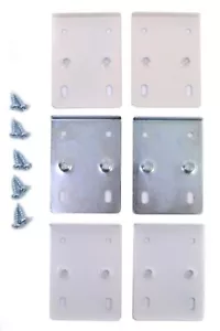 Hinge Repair Plates Kit Cupboard Door Cabinet + Screws - White/Cream/Zinc/Brown - Picture 1 of 13
