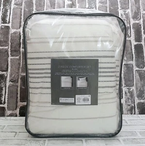 Threshold White Striped Comforter Set 2 Piece TWIN - Picture 1 of 15