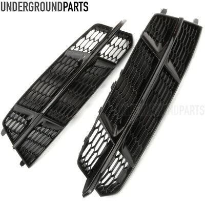 AUDI A6 C7 FACELIFT GLOSS BLACK SLINE FRONT BUMPER LOWER SIDE LEFT RIGHT GRILLES - Image 1 of 4