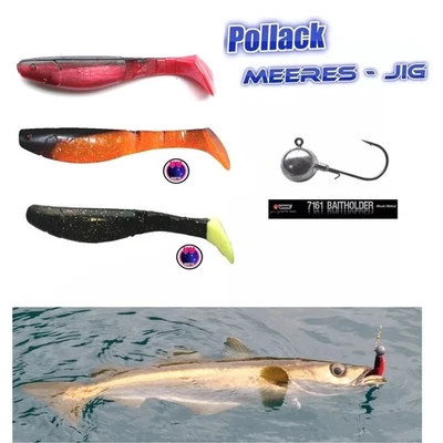 3 Relax Kopyto 4L + 1 VMC-Jighaken 7161BN 6/0 60g  Top für Pollack + Dorsch #13 - Bild 1 von 4