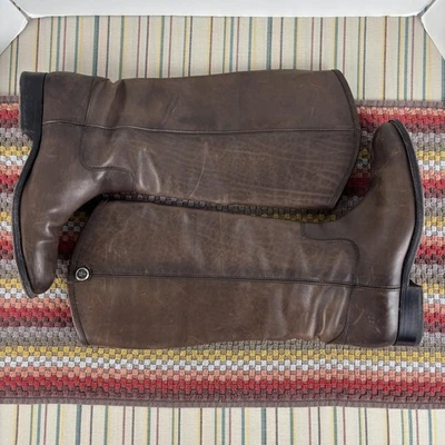 Botas Frye Melissa Botón Mujer Talla 8 Marrón Cuero Humo Altas Montar Pull On Foto 1 de 4