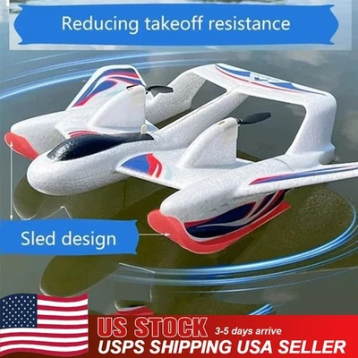 US 2.4G Amphibious Radio Fixed-Wing Glider Waterproof Aircraft LED RC Plane Boat - Image 1 of 4