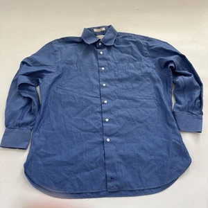John W Nordstrom Shirt Mens 16.5 - 33 Blue Dress Business Casual Italy Woven - Picture 1 of 12
