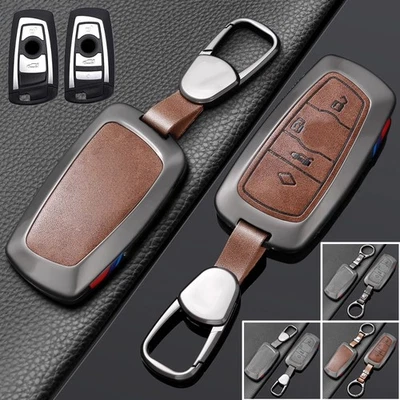 Zinc Alloy Leather Car Key Case Cover For BMW X3 X4 X5 F10 F15 M5 1 2 3 7 4 5 6 - Image 1 of 4