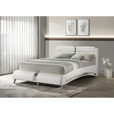 Caledonia White Upholstered Queen Sleigh Bed - Elegant Bedroom Furniture Foto 1 de 4