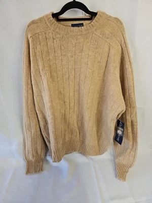 Suéter de Lana Garret Scott Shetland Adulto XL Beige Acanalado Cuello Redondo Para Hombre Foto 1 de 4