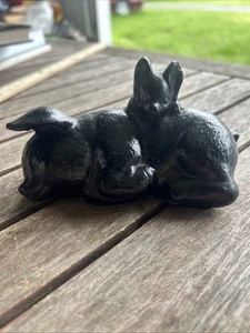 Schwein und Ferkel Handarbeit aus Kohle sitzende Skulptur Madison, WV Souvenir - Bild 1 von 9