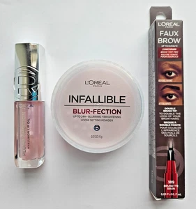 3 PC L'oreal Blur-fection #05 Pink, Plump Ambition 101, Faux Brow Brunette, NEW - Picture 1 of 10