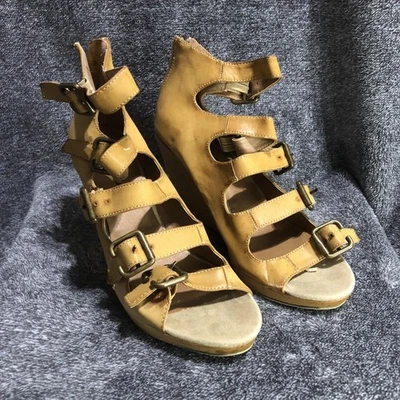 Michael Antonio Zapatos Mujer Talla 9 Tostado Cuña Gladiador Sandalias Hebilla Cremallera Foto 1 de 4