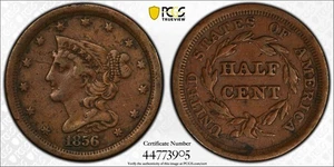 1856 P Braided Hair Half Cent PCGS VF-20 BN - Picture 1 of 1