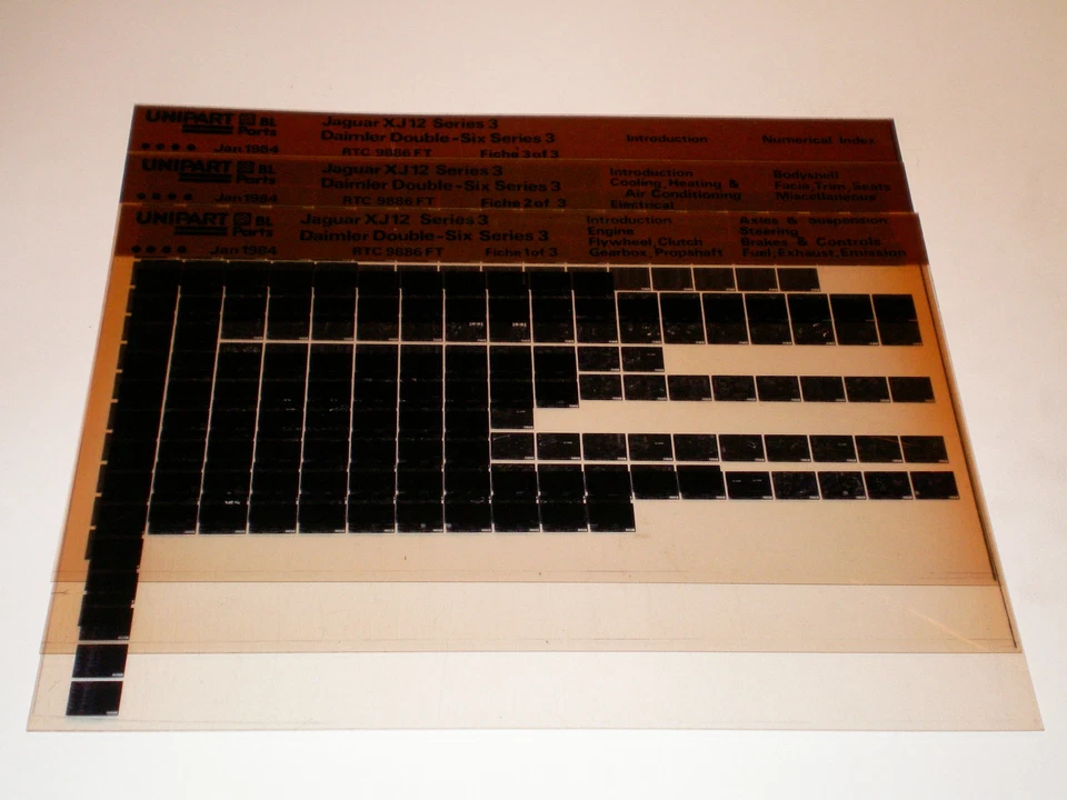 Microfiche Catalogo Ricambi Jaguar XJ12 / Daimler Doppio - Six Serie 3 01/1984 - Immagine 1 di 1