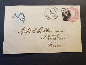 1870 San Francisco, CALIF Historia Postal Frente al Capitán en Stockton, Maine - Imagen 1 de 2