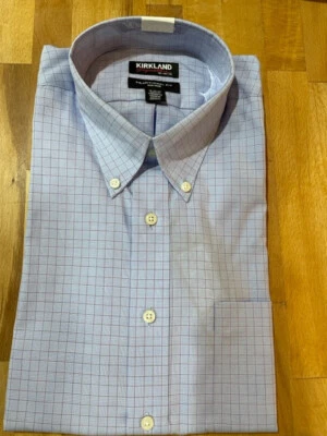 CAMICIA KIRKLAND SIGNATURE UOMO VESTIBILITÀ TRADIZIONALE A QUADRI (BLU/BERRY, 16-34/35)NUOVA CON ETICHETTE - Immagine 1 di 3