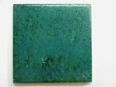 1 Wall Tile US Ceramic USA 4-1/4" Hand Painted Turquoise Green over Snow White - Image 1 of 4