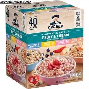 Quaker Instant Oatmeal Fruit & Cream, Variety Pack, 40-count (Total 42.3 oz) - Picture 1 of 7