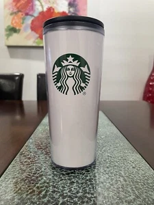 2018 Starbucks Plastic Travel Mug Tumbler White with Logo 16 Oz - Bild 1 von 5