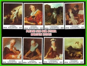 MALDIVES 1993 PAINTINGS by Famous French Artist FRAGONARD MNH MUSIC, COSTUMES - Picture 1 of 1