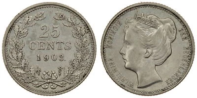 Netherlands - 25 Cents 1903 - Wilhelmina, Silver - Image 1 of 3