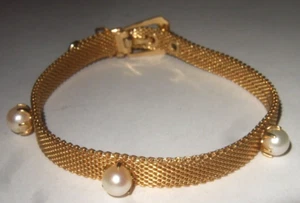 Gold Filled Bracelet Cultured Pearls Fits Small Wrist Only - Picture 1 of 12
