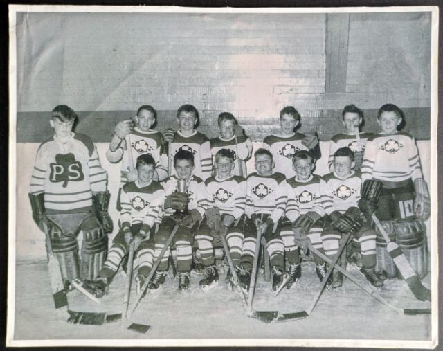 Original 1950s Toronto Maple Leafs Action Cross Check NHL Hockey Game  Photograph