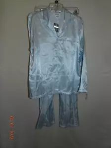 Character Ladies' satin 2-Piece Pajama Set - Blue - Small NWT NOS - Picture 1 of 5