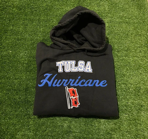 Retro Antigua Tulsa University Hurricane logo hoodie sweatshirt size XL black Cover