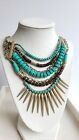 Kenneth Cole New York Necklace Gold Tone Multi Strand Green Wood Beads NEW 20" 