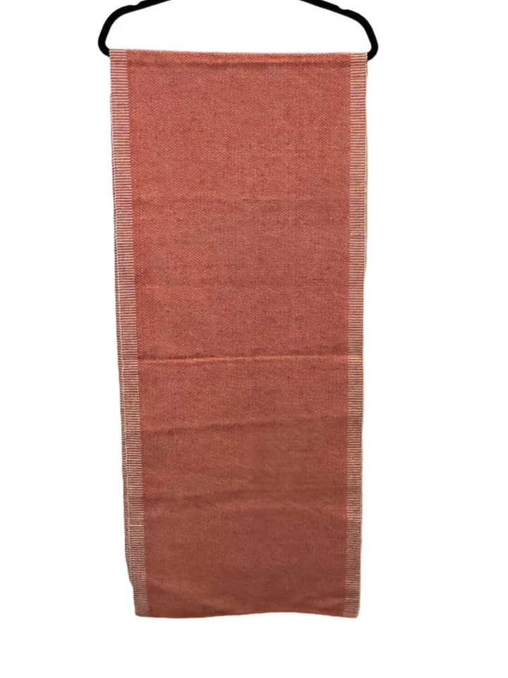 Table Runner Woven Coral White Cotton Unbranded Pre-Owned 75" x 16" - Image 1 of 4