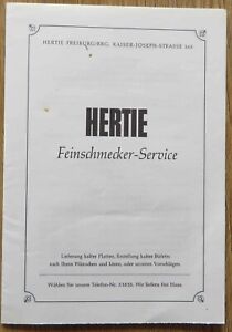 alte Hertie Speisekarte DM - Zeiten aus Freiburg/Brg.