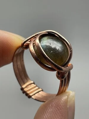 Labradorite Elegant Copper RING Size 8.0 ONLY Artisan-crafted Polished P2 - Image 1 of 4