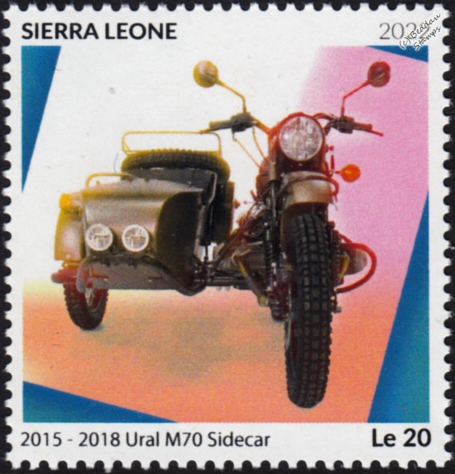 2015-2018 URAL M70 Motorcycle & Sidecar Motorbike Stamp (2022 Sierra Leone) - Image 1 of 1