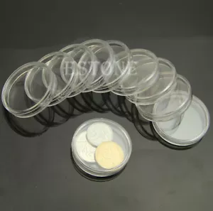 10PCS Applied Round Clear Cases Coin Storage Capsules Holder Round Plastic 37mm - Bild 1 von 8