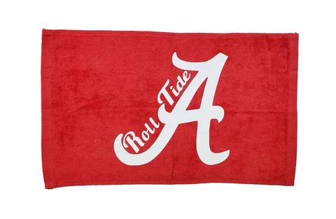 Alabama Crimson Roll Tide Red Rally Towel White Vinyl Logo 11" x 18" 100% Cotton Cover