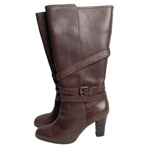 A.N.A. A New Approach Womens Selena Leather Boots Brown Knee High Size 10M