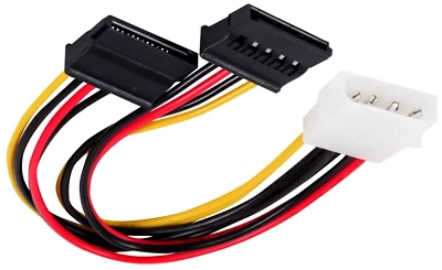 Akyga AK-CA-16 Molex Connector to 2x SATA Socket Adapter Cable 15cm - Image 1 of 2