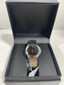 Movado Men's Watch 0606907 Temo Black Face Gold/Silver Band Swiss Movement NIB - Picture 1 of 7