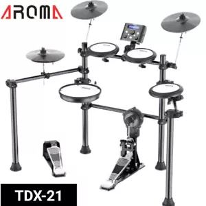 8 Piece Electric Electronic Drum Kit Mesh Heads Mesh Pads Drum Set Aroma TDX-21 - Picture 1 of 2