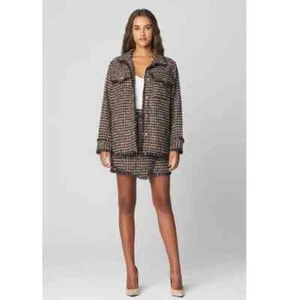 NEW BLANK NYC Retrograde Tweed Jacket Asymmetrical Mini Skirt Matching Set Small - Picture 1 of 15